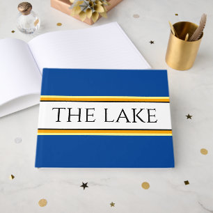 THE LAKE Sporty Blue Orange Yellow White Stripes Guest Book