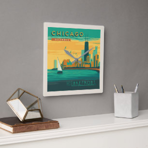 The Lakefront Chicago, Illinois Square Wall Clock