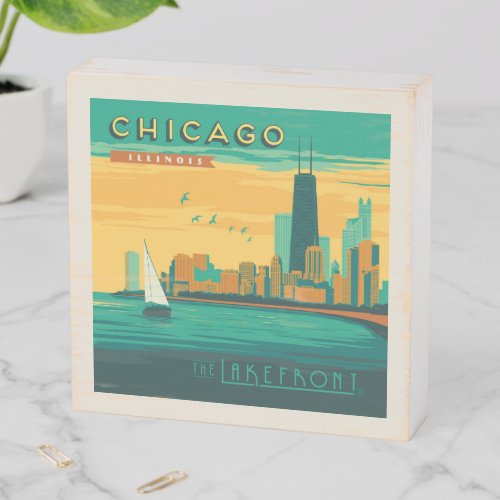 The Lakefront  Chicago Illinois Wooden Box Sign