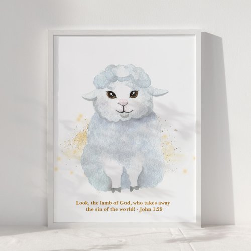 The Lamb Of God Illustration Baby Kids Nursery Poster