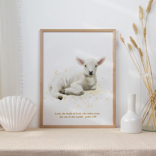 The Lamb Of God Illustration Baby Kids Nursery Poster