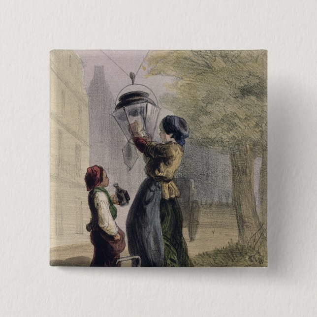 The Lamplighter, from 'Les Femmes de Paris' Pinback Button (Front)