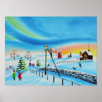 The Lamplighter winter landscape Gordon Bruce Poster