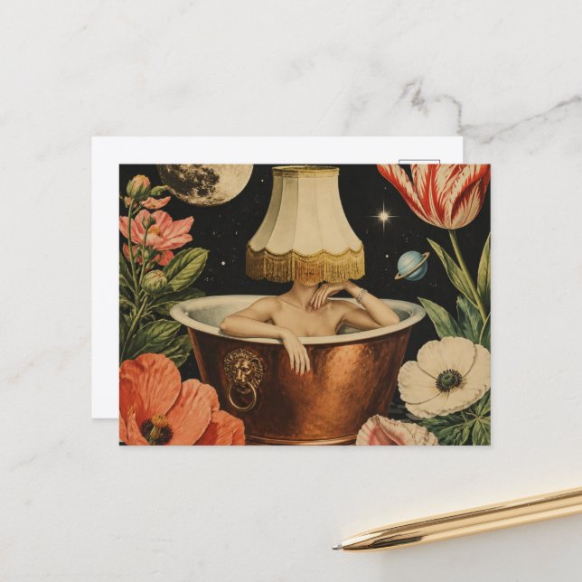 The Lampshade Woman in a Bath Postcard (Front/Back In Situ)