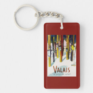 The Land of Sunshine - Skis Standing in Snow Keychain
