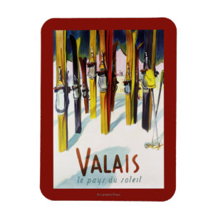 The Land of Sunshine - Skis Standing in Snow Magnet