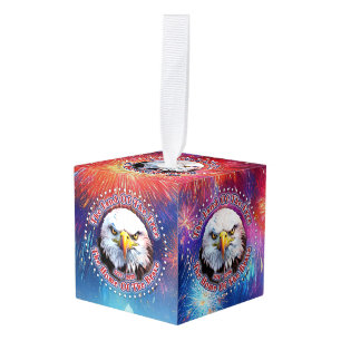 The Land Of The Free Home Brown Eagle Fireworks M Cube Ornament
