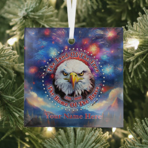 The Land Of The Free Home Brown Eagle Fireworks M Glass Ornament