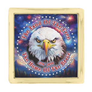 The Land Of The Free Home Brown Eagle Fireworks M Gold Finish Lapel Pin