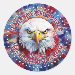 The Land Of The Free The Home Of Red Eagle Firewor Classic Round Sticker