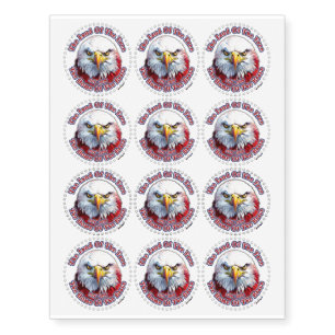 The Land Of The Free The Home Of The Brave Red Eag Temporary Tattoos