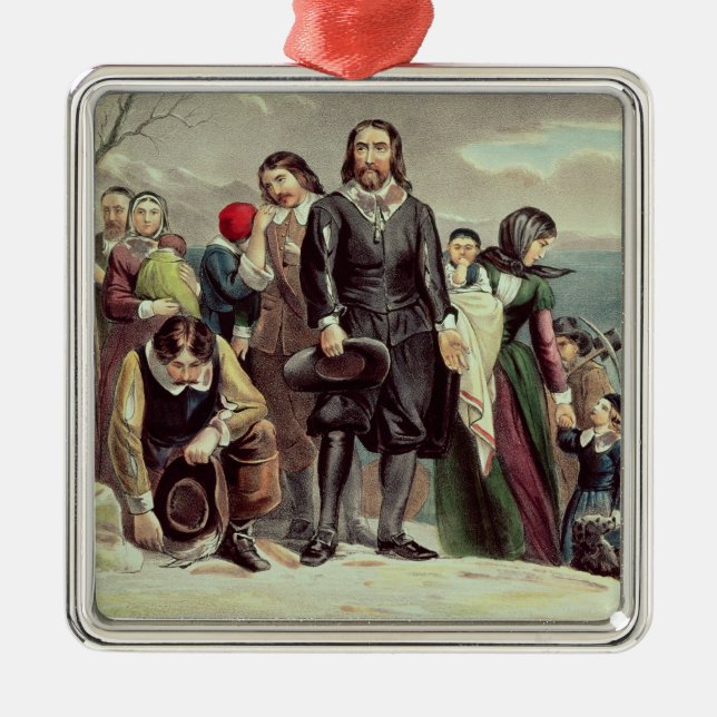 The Landing of the Pilgrims at Plymouth Metal Ornament (Front)