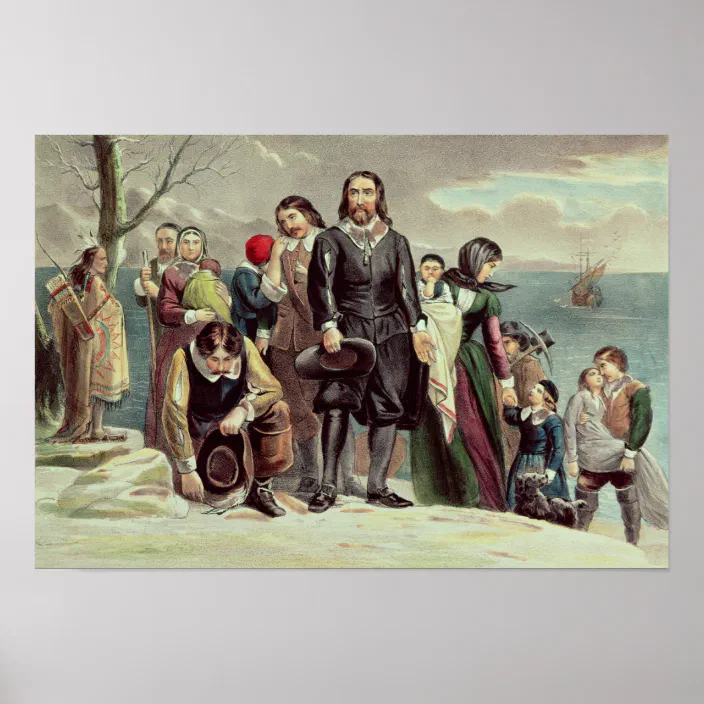 History Repro Made in U.S.A Giclee Prints The First Thanksgiving at Plymouth 