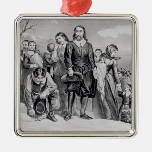 The Landing of the Pilgrims Metal Ornament