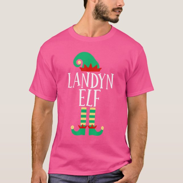 The Landyn Elf Family Matching Christmas Pajamas T-Shirt (Front)