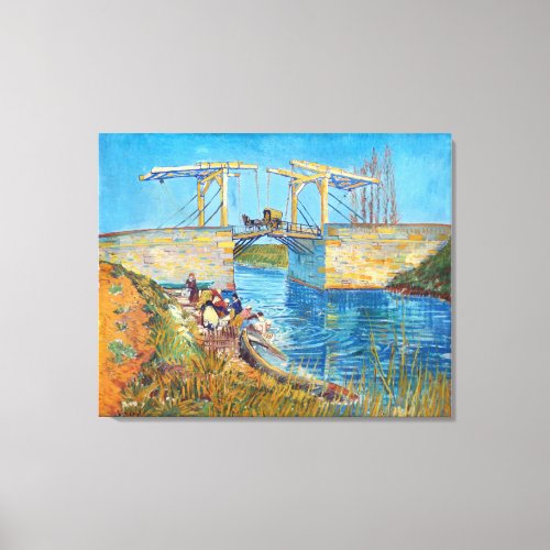 The Langlois Bridge at Arles with Women Washing Canvas Print