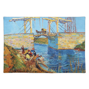 The Langlois Bridge at Arles with Women Washing Placemat