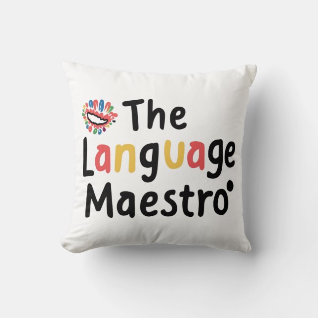 The Language Maestro Throw Pillow (Front)