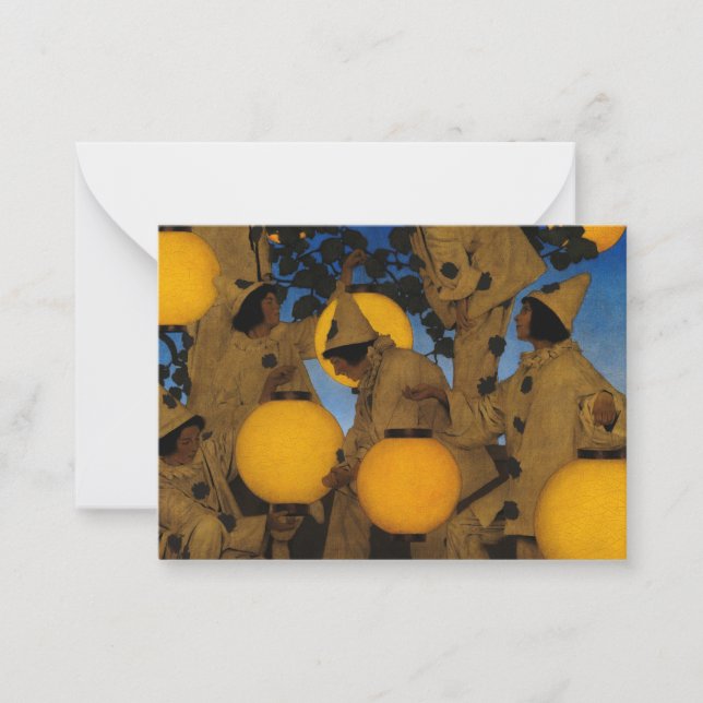 The Lantern Bearers, 1908 by Maxfield Parrish Note Card (Front)