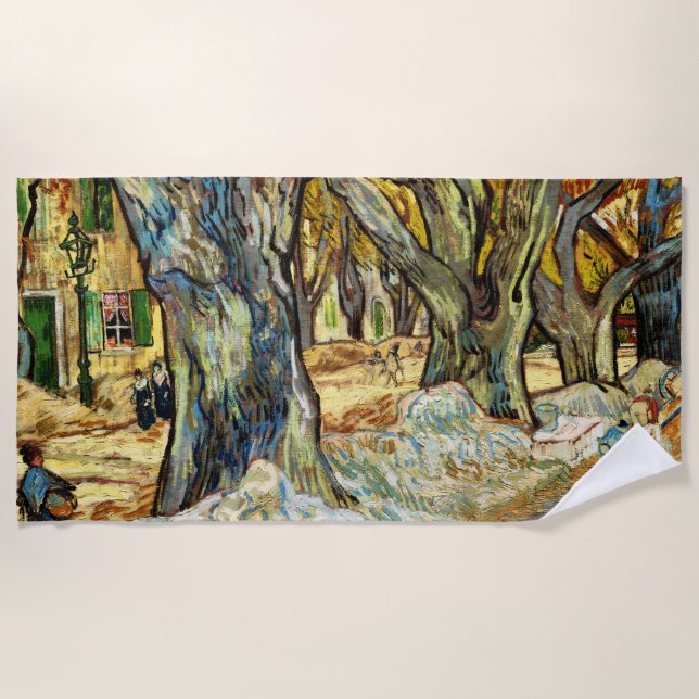 The Large Plane Trees By Vincent Van Gogh Beach Towel (Front)