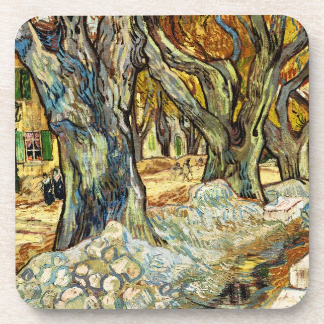 The Large Plane Trees By Vincent Van Gogh Beverage Coaster (Front)
