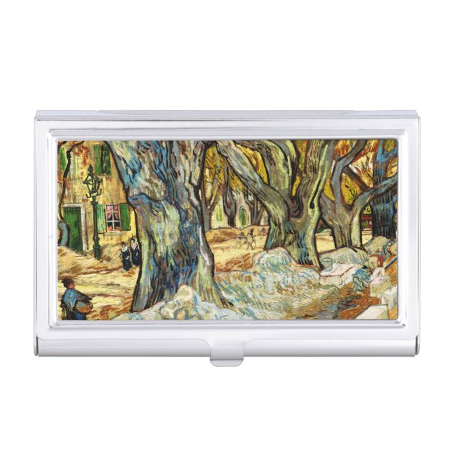 The Large Plane Trees By Vincent Van Gogh Business Card Case (Front)