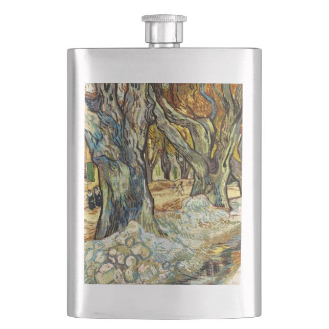 The Large Plane Trees By Vincent Van Gogh Flask (Front)