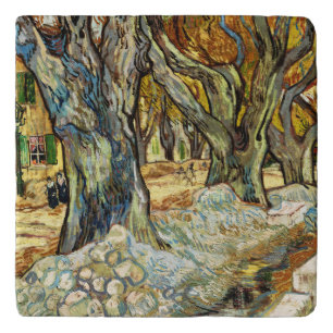 The Large Plane Trees By Vincent Van Gogh Trivet