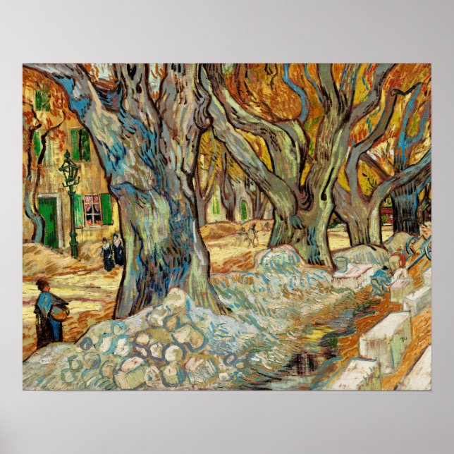 The Large Plane Trees (Road Menders at Saint-Rémy) Poster (Front)