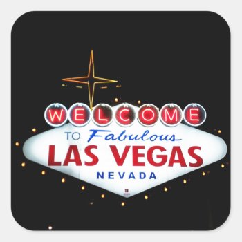 The Las Vegas Sign - Welcome To Fabulous Las Vegas Square Sticker by The_Everything_Store at Zazzle