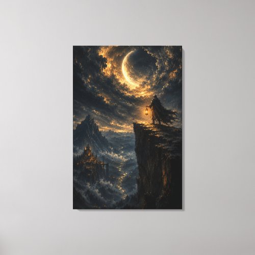 The Last Flame Keeper – Celestial Abyss Fantasy Canvas Print