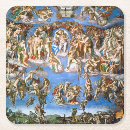 The Last Judgement Michelangelo 1536_1541 Square Paper Coaster