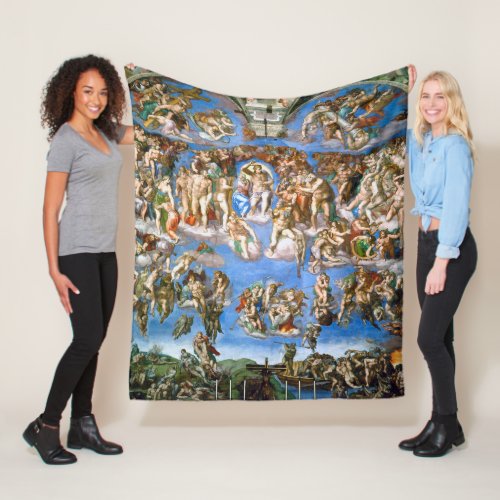 The Last Judgement Michelangelo Fleece Blanket