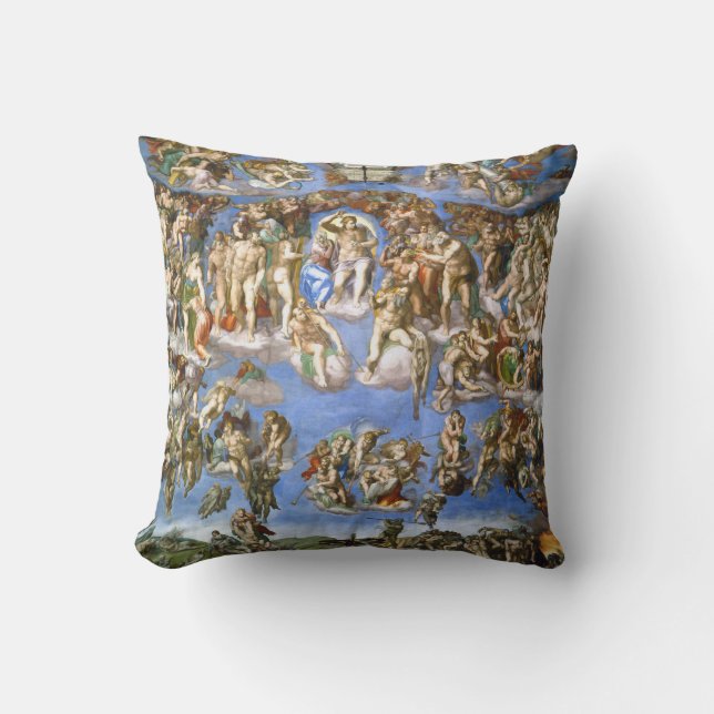 The Last Judgment Fresco by Michelangelo Throw Pillow (Front)