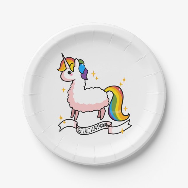 The Last Llamacorn Paper Plates (Front)