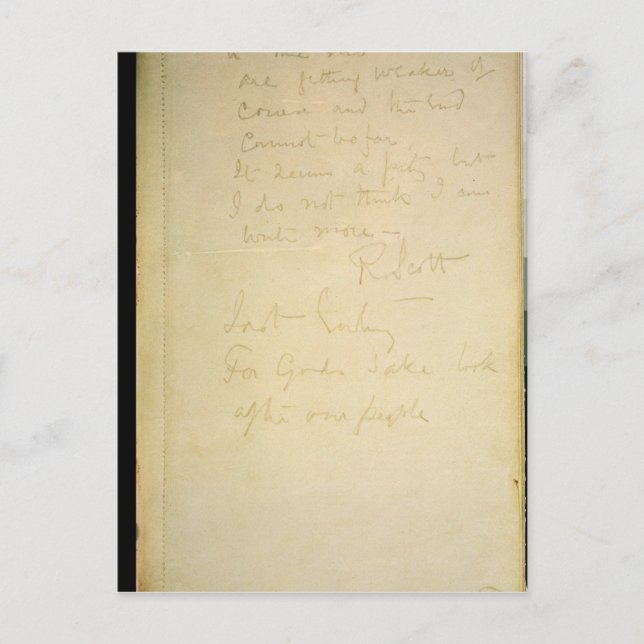 The last page of his diary, Antarctica Postcard (Front)