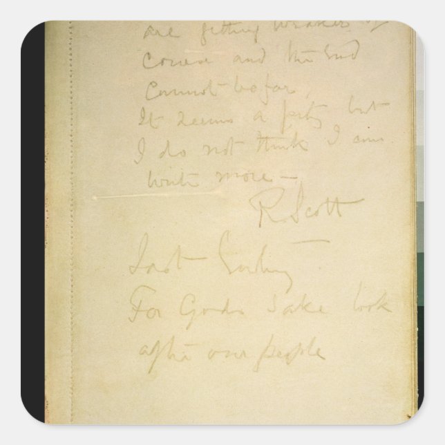 The last page of his diary, Antarctica Square Sticker (Front)