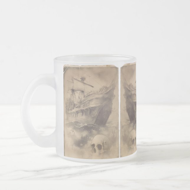 The last plunder for a pirate frosted glass coffee mug (Left)