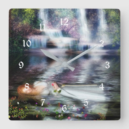 The Last Repose of Ophelia Square Wall Clock