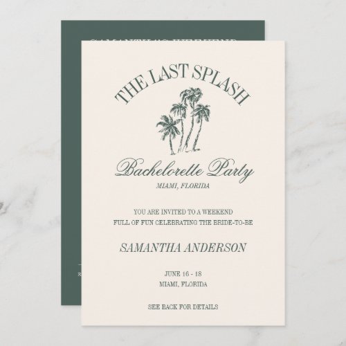 The Last Splash Beach Bachelorette Logo Girls Trip Invitation