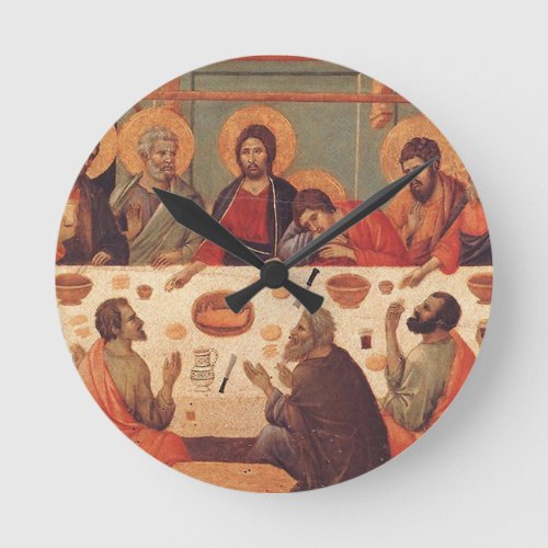 The Last Supper By Duccio Di Buoninsegna Round Clock