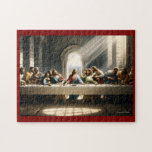 The Last Supper, Jesus and Apostles, Religious Art Jigsaw Puzzle<br><div class="desc">This jigsaw puzzles artwork depicts Jesus sharing the Last Supper with His apostles,  capturing the profound moment where He reveals His upcoming sacrifice. The serene atmosphere and radiant light highlight the spiritual importance of this gathering and the emotional connection between Jesus and His followers.</div>