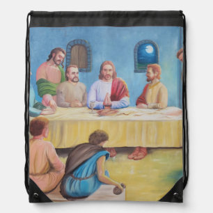 The Last Supper: Jesus and the Disciples Drawstring Bag