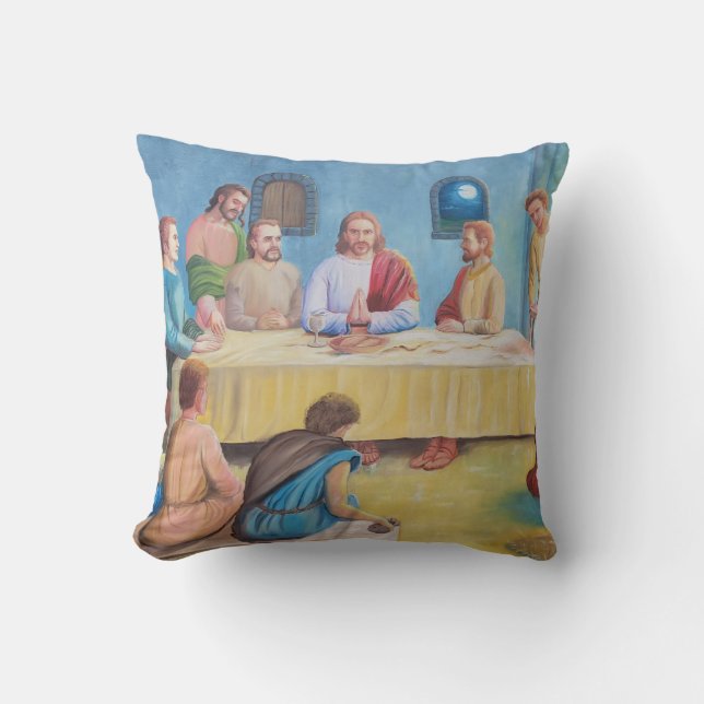 The Last Supper: Jesus and the Disciples Throw Pillow (Front)