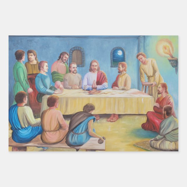 The Last Supper: Jesus and the Disciples Wrapping Paper Sheets (Front)