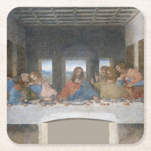 The Last Supper Leonardo da Vinci 1495_1498 Square Paper Coaster