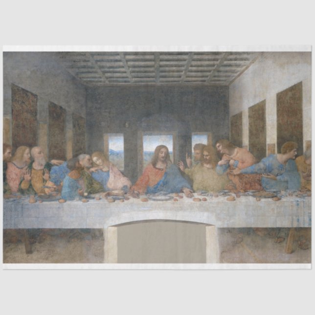 The Last Supper, Leonardo da Vinci, 1495-1498 Tissue Paper (Front)