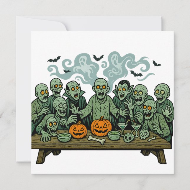 The Last Supper of Zombies – Halloween  Parody Invitation (Front)