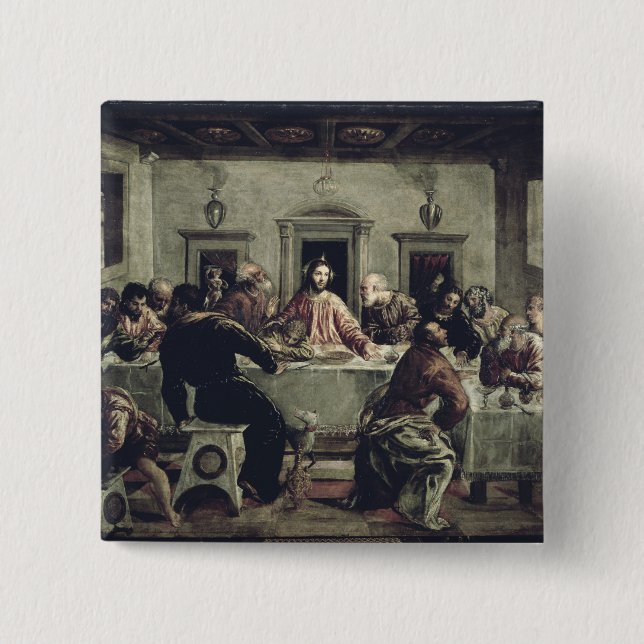 The Last Supper (oil on canvas) 2 Button (Front)