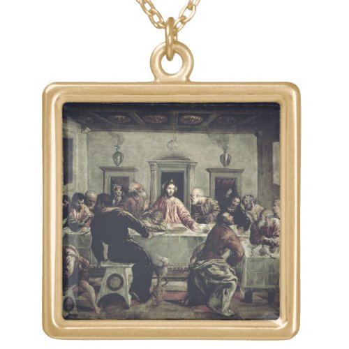 The Last Supper oil on canvas 2 Gold Plated Necklace